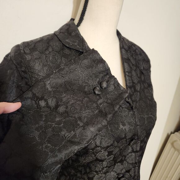 Rare Vintage 60s Panhandle slim Western Goth Punk Black Floral Brocade Blazer - Picture 5 of 15